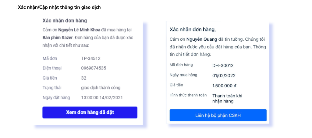 Ảnh 4: Giai đoạn 1: Ngay sau mua – Xác nhận đơn hàng thành công
