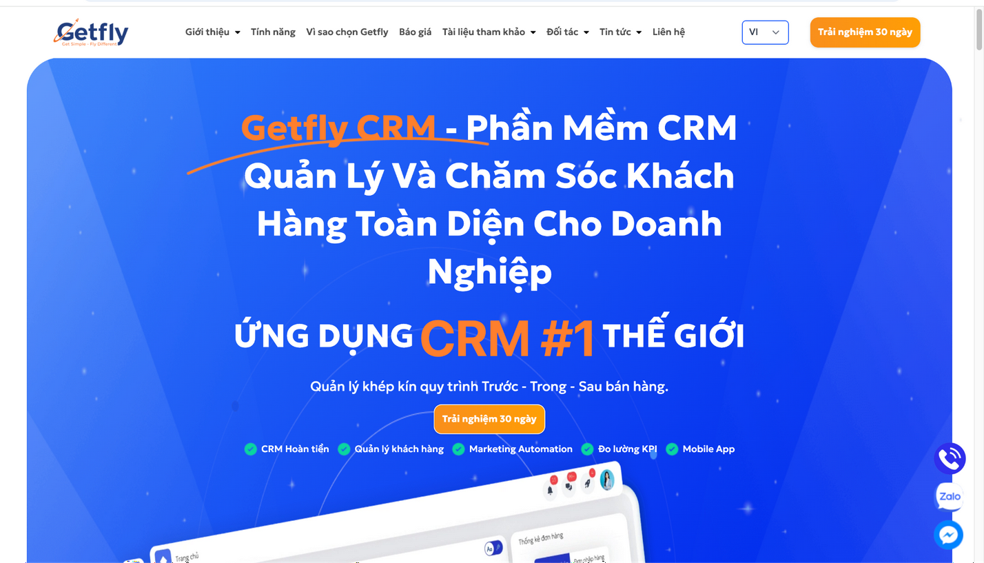 Ảnh 6: Getfly CRM – CRM phổ biến với doanh nghiệp vừa và nhỏ