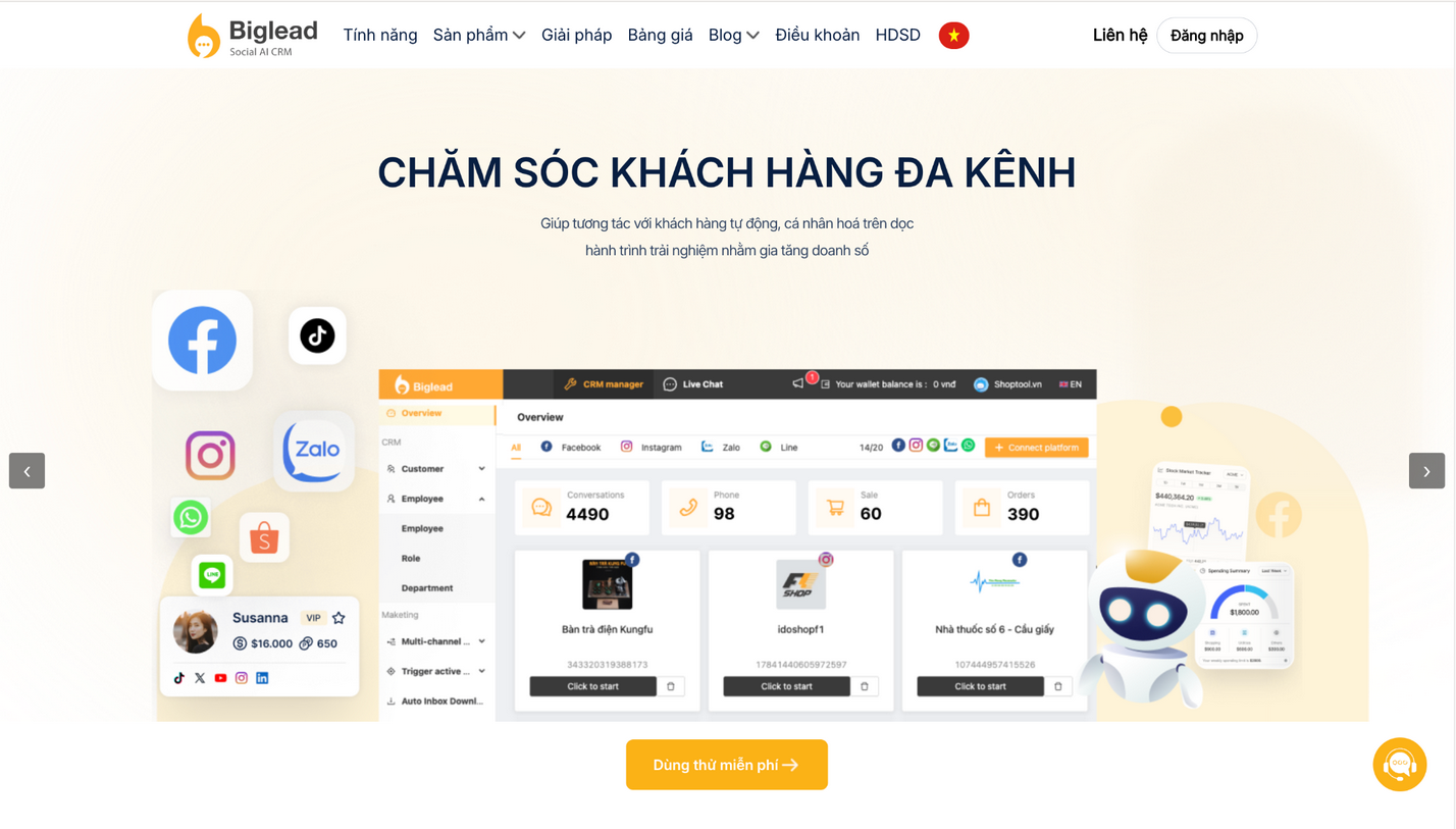 Ảnh 2: Biglead - Giải pháp chat đa kênh miễn phí trọn đời