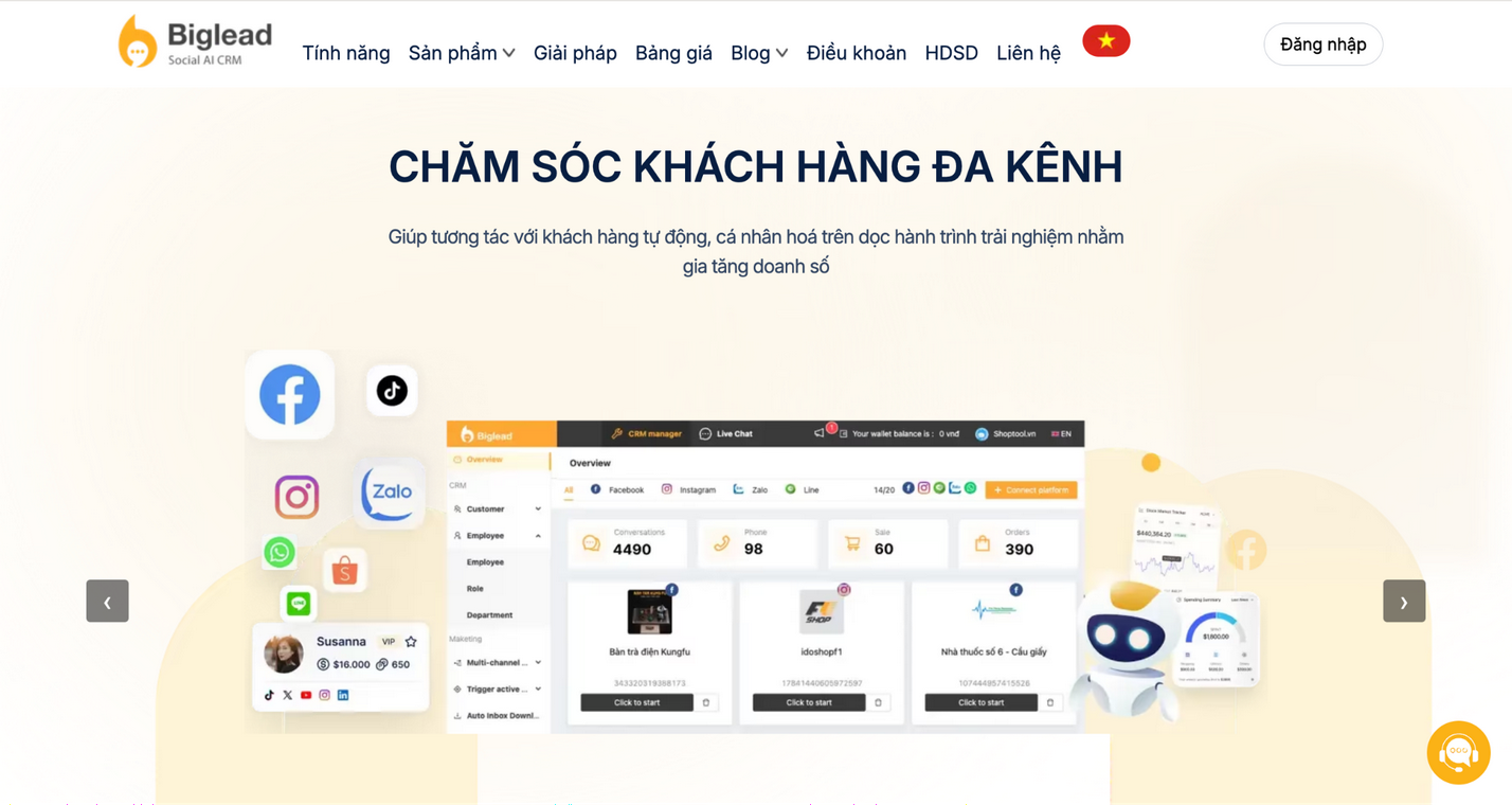 Ảnh 4: Biglead – giải pháp chat đa kênh kết hợp CRM